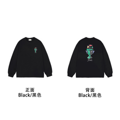 Drôle de Monsieur Black Artistic Vase & Flowers Graphic Print Long Sleeve Crewneck Sweatshirt