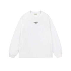 Drôle de Monsieur White Minimalist Logo Long Sleeve Crewneck Sweatshirt
