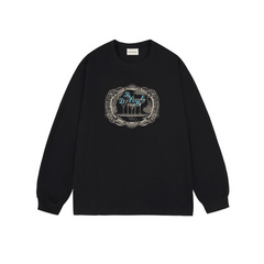Drôle de Monsieur Black Art Print Long Sleeve Crewneck Sweatshirt