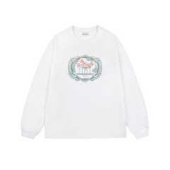 Drôle de Monsieur White Art Print Long Sleeve Crewneck Sweatshirt