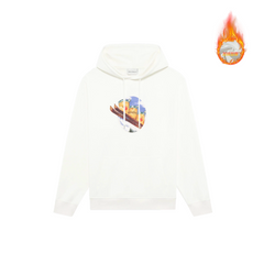 Drôle de Monsieur White Ski Graphic Heavyweight Fleece-Lined Drawstring Hoodie