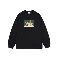 Drôle de Monsieur Black Abstract Still Life Graphic Print Long Sleeve Crewneck Sweatshirt