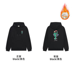 Drôle de Monsieur Black Art Illustration Graphic Heavyweight Fleece-Lined Drawstring Hoodie