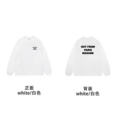 Drôle de Monsieur White "Not From Paris Madame" Lettering Print Long Sleeve Crewneck Sweatshirt