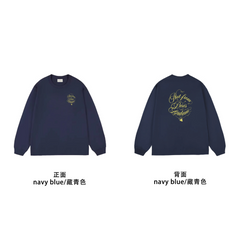 Drôle de Monsieur Navy Blue Graphic Print Long Sleeve Crewneck Sweatshirt