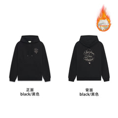 Drôle de Monsieur Black Vintage Calligraphy Logo and "Not From Paris Madame" Print Heavyweight Fleece-Lined Drawstring Hoodie