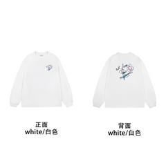 Drôle de Monsieur White "Not From Paris Madame" Hand-Drawn Floral Graphic Print Long Sleeve Crewneck Sweatshir