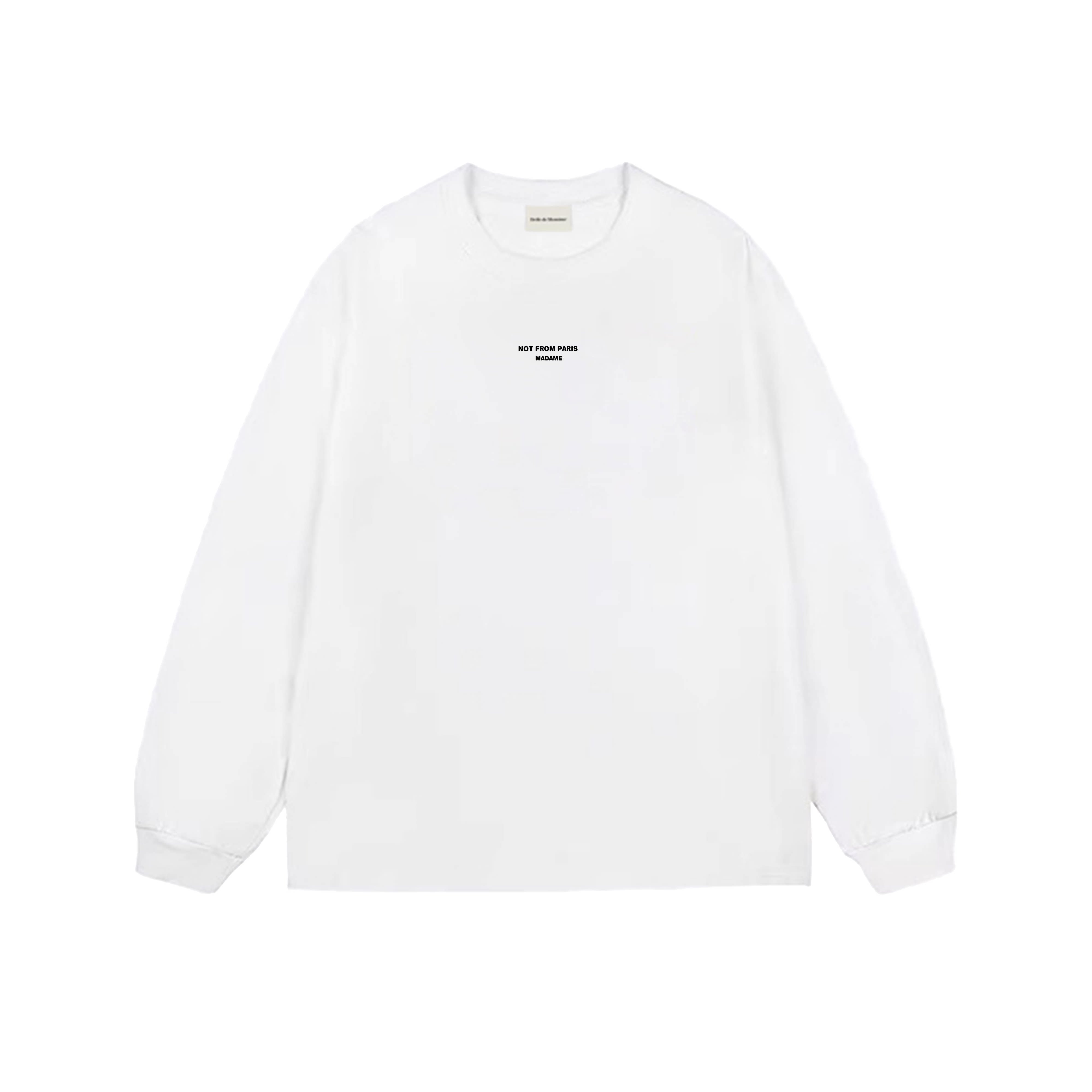 Drôle de Monsieur White Minimalist Logo Long Sleeve Crewneck Sweatshirt