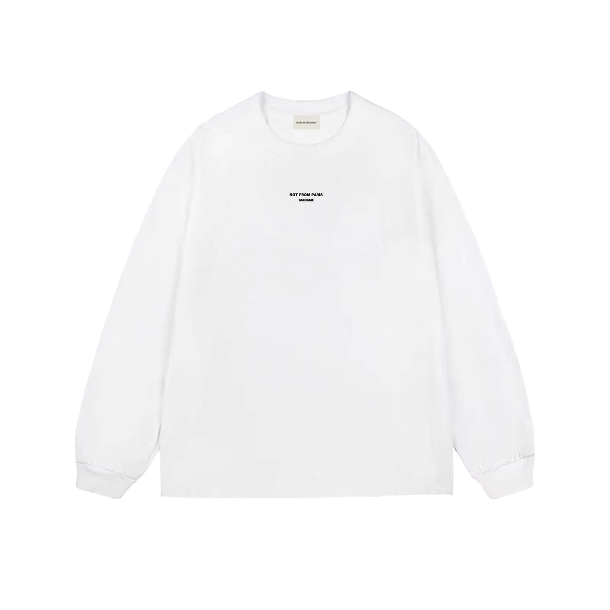Drôle de Monsieur White Minimalist Logo Long Sleeve Crewneck Sweatshirt