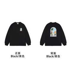 Drôle de Monsieur Black Tropical Window Arch Graphic Print Long Sleeve Crewneck Sweatshirt