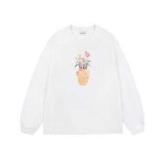 Drôle de Monsieur White Vase & Brushes Graphic Print Long Sleeve Crewneck Sweatshirt