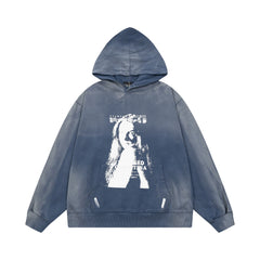 Enfants Riches Déprimés Acid-Wash Portrait Hoodie - Vintage Blue