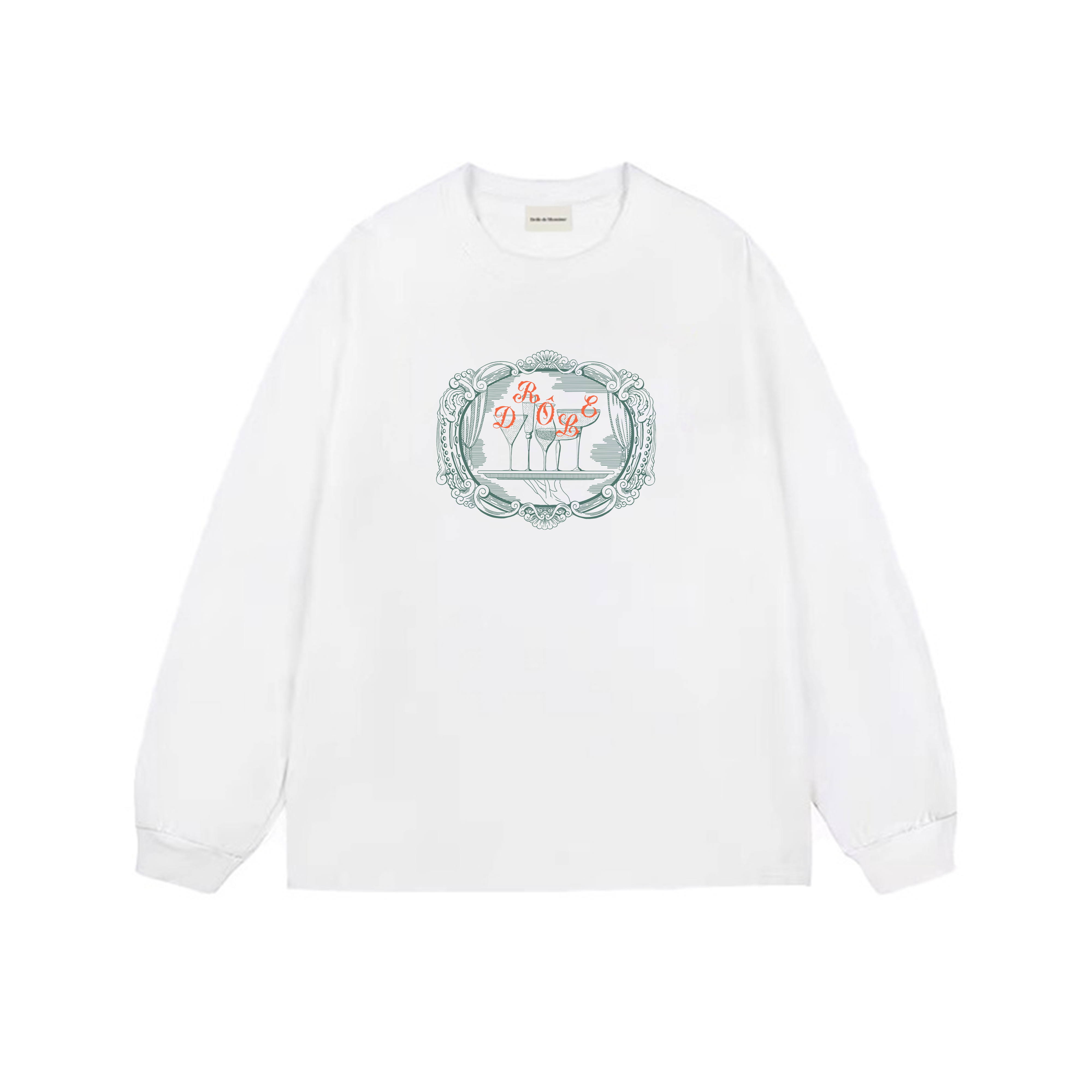 Drôle de Monsieur White Art Print Long Sleeve Crewneck Sweatshirt