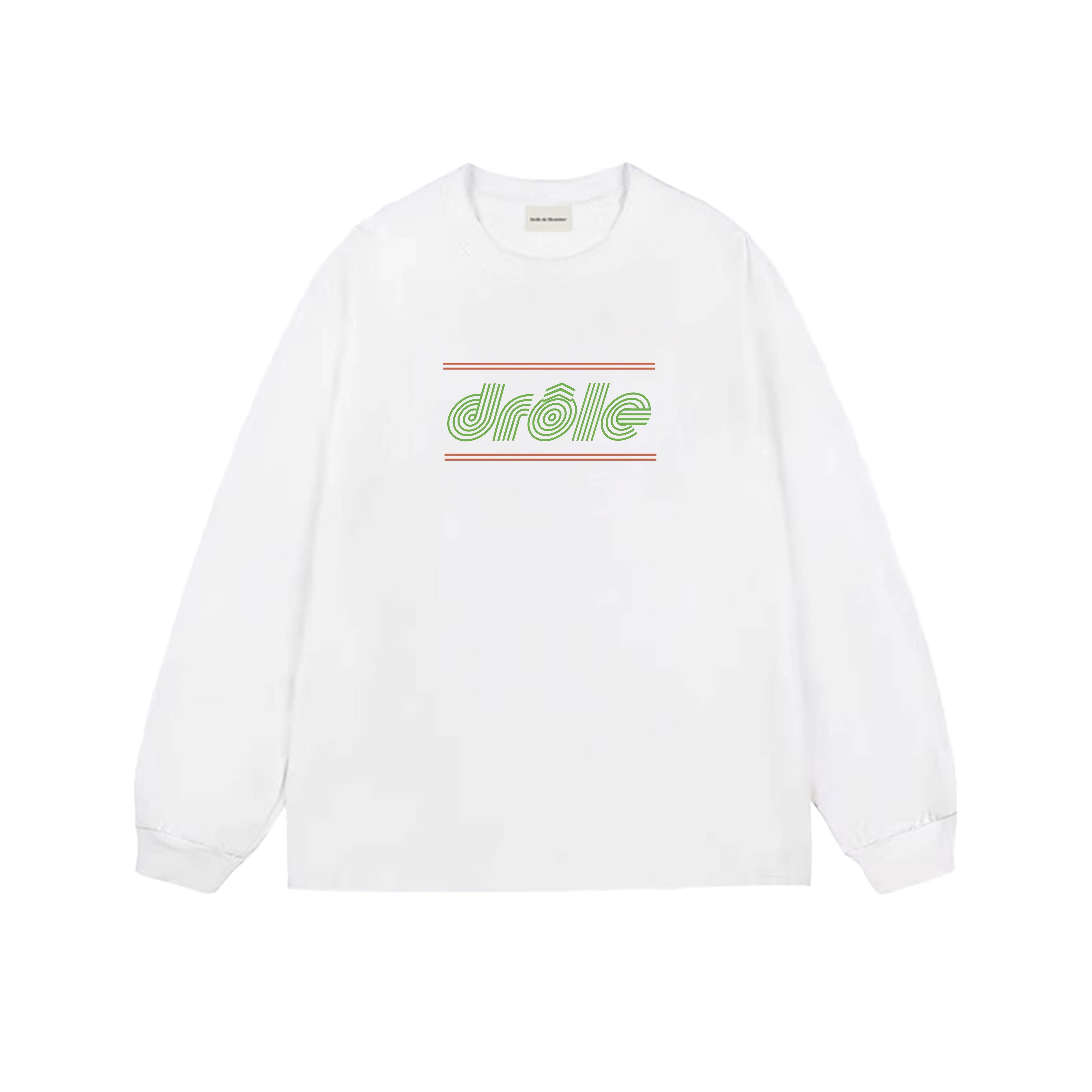 Drôle de Monsieur Minimalist Green Graphic Print Long Sleeve T-Shirt