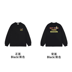 Drôle de Monsieur Black Colorful "Not From Paris Madame" Graphic Print Long Sleeve Crewneck Sweatshirt