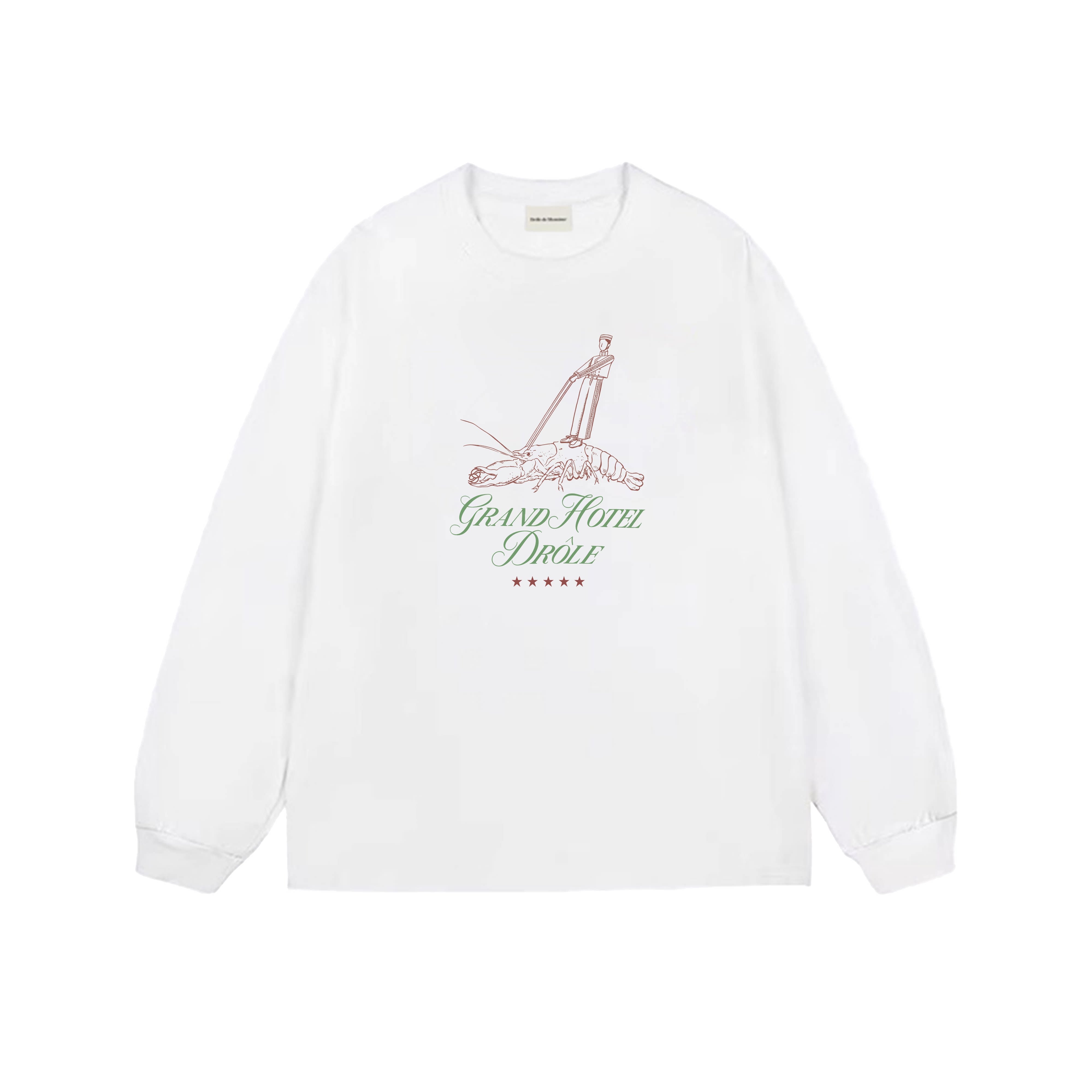 Drôle de Monsieur White Graphic Print Long Sleeve Crewneck Sweatshirt