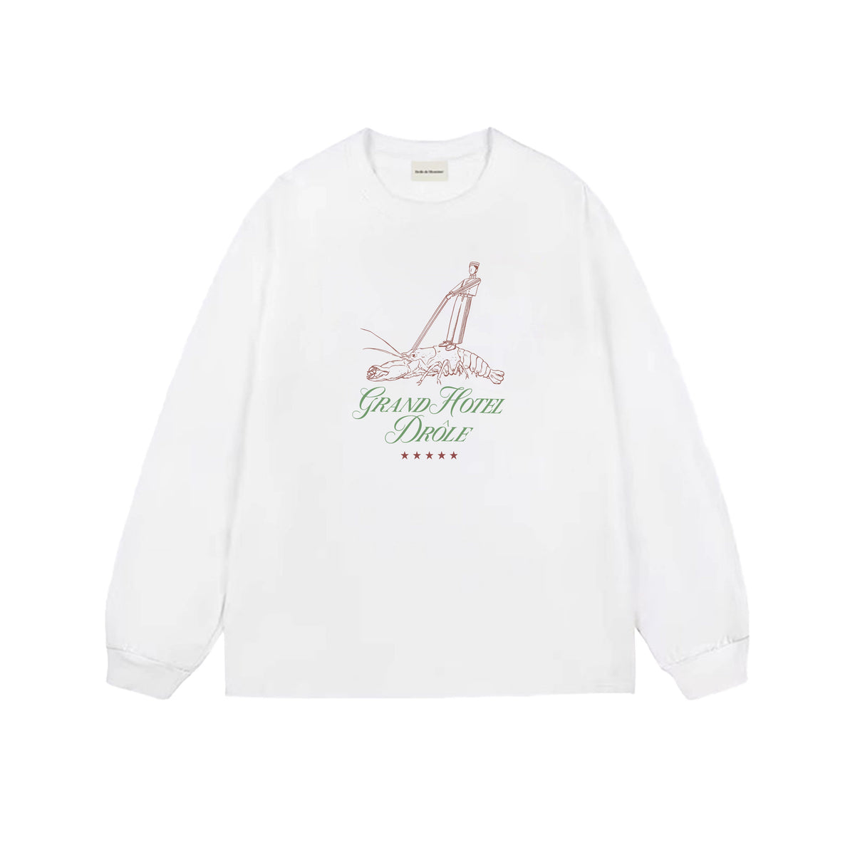 Drôle de Monsieur White Graphic Print Long Sleeve Crewneck Sweatshirt