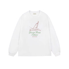 Drôle de Monsieur White Graphic Print Long Sleeve Crewneck Sweatshirt
