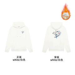 Drôle de Monsieur White Hand-Drawn Floral Graphic Heavyweight Hoodie