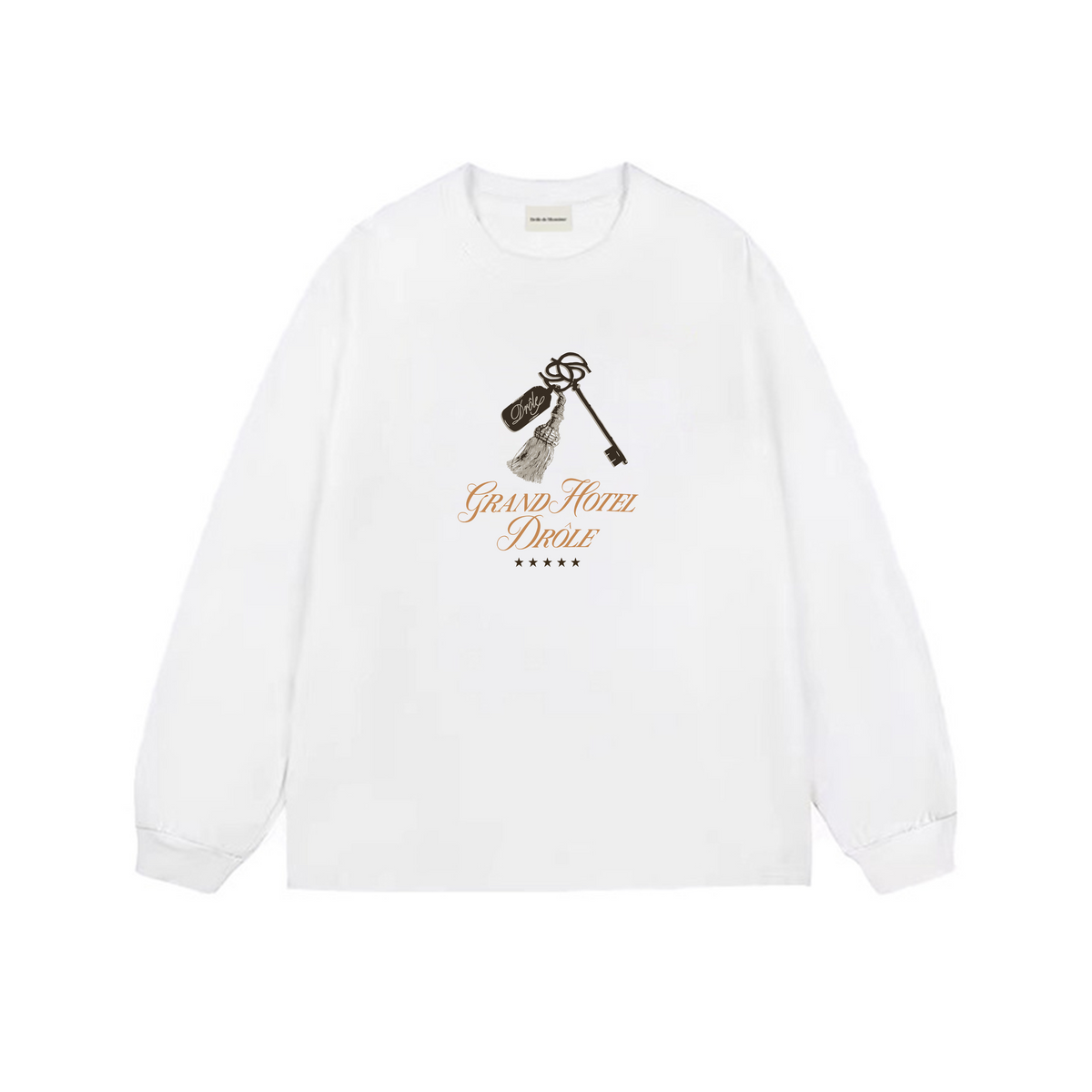 Drôle de Monsieur White Key Graphic Print Long Sleeve Crewneck Sweatshirt