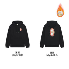 Drôle de Monsieur Black "Grand Hotel" Oval Emblem Graphic Print Heavyweight Drawstring Hoodie