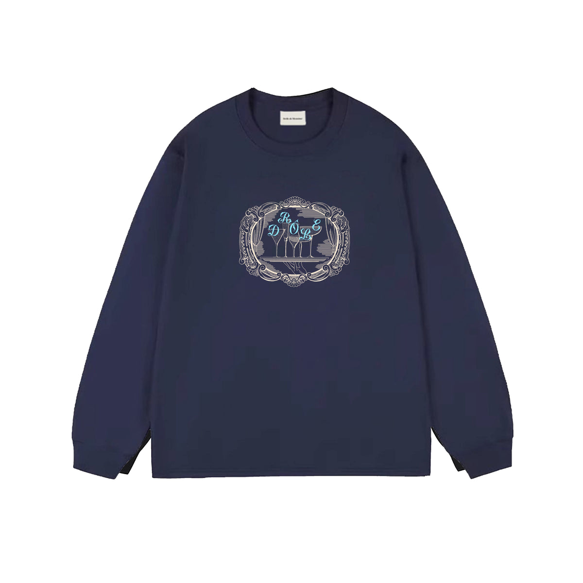 Drôle de Monsieur Navy Blue Art Print Long Sleeve Crewneck Sweatshirt