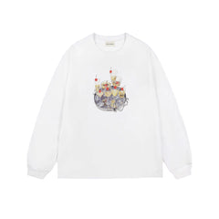 Drôle de Monsieur White Cocktail Tray Graphic Print Long Sleeve Crewneck Sweatshirt