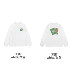 Drôle de Monsieur White Playing Cards Graphic Print Long Sleeve Crewneck Sweatshirt