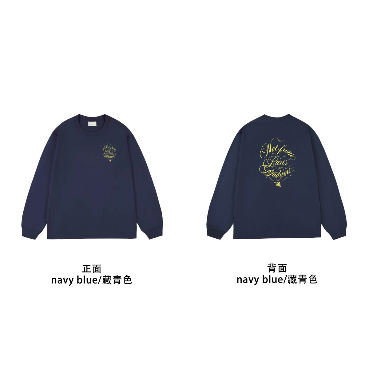 Drôle de Monsieur Navy Blue Graphic Print Long Sleeve Crewneck Sweatshirt